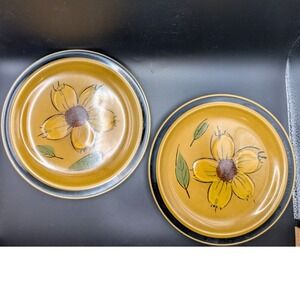2 VTG Designers Collection Honey Flowers Stoneware 7 3/4" Plates Japan MCM